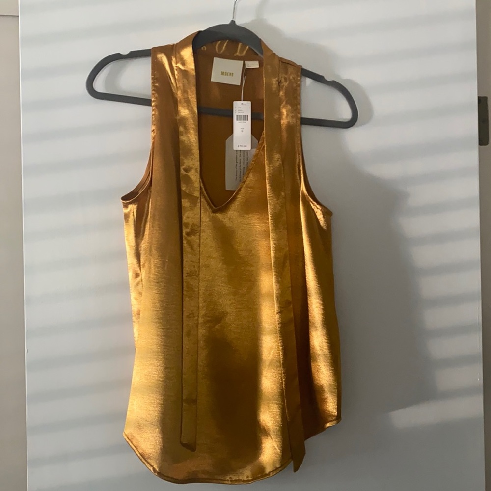 Silky mustard/gold sleeveless blouse
